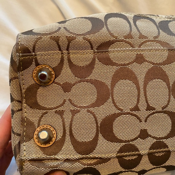 Coach Hampton Signature Braided Leather Logo Canvas Satchel - Picture 12 of 14